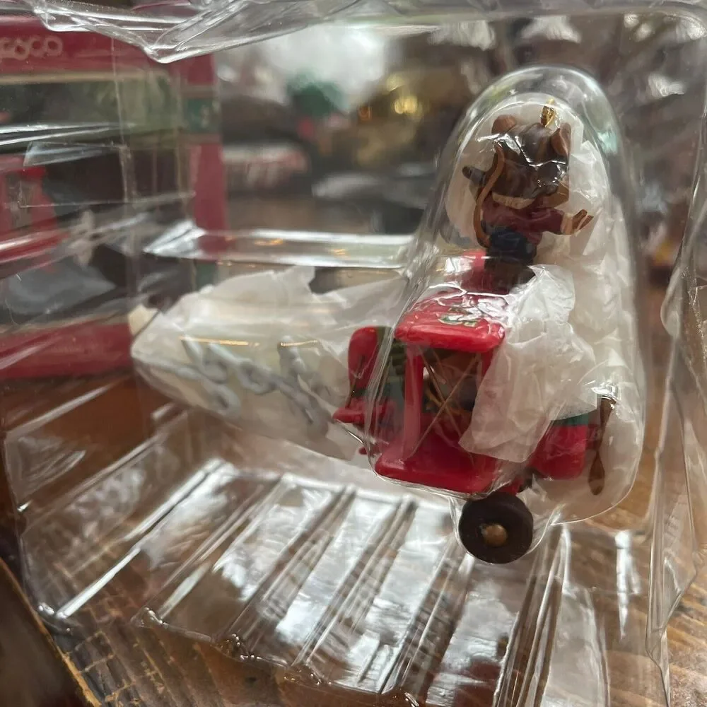 NIB Vtg.“Spreading Joy” 1993 Mouse Plane Enesco Christmas Ornament Pilot Kitschy